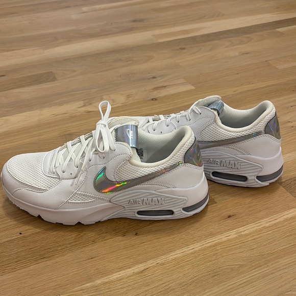 Nike Air Max White and Metallic Silver Athletic Shoes - Picture 6 of 9